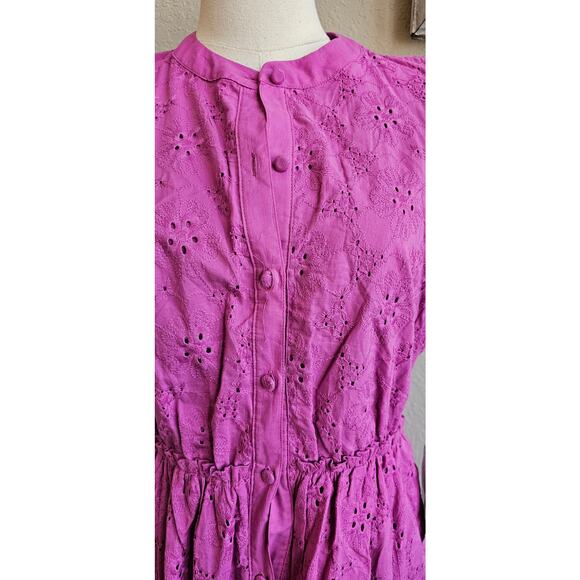 Draper James Women's Embroidered Floral Eyelet Button Front Dress Size S Mauve - Picture 4 of 7